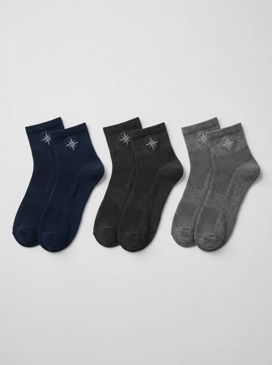 Men's 3-Pack Compass Ribbed Ankle Socks