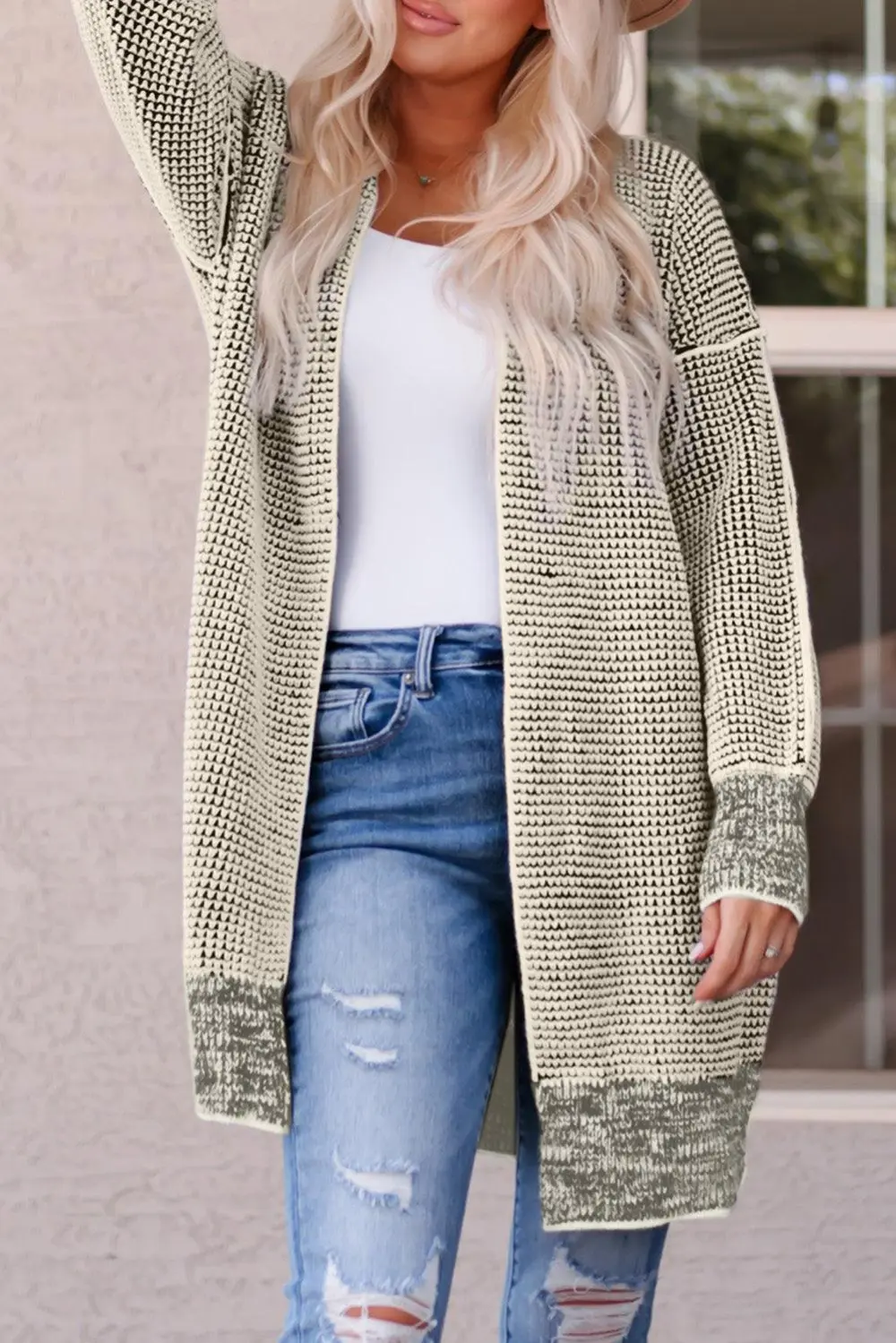 Heathered Open-Front Longline Cardigan