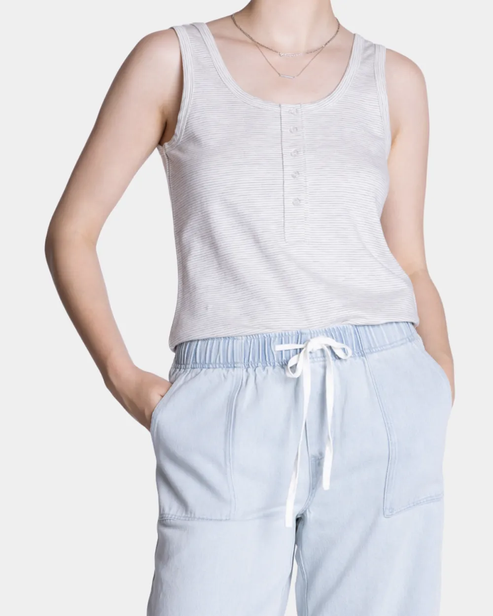 Stripe Tank - Heather
