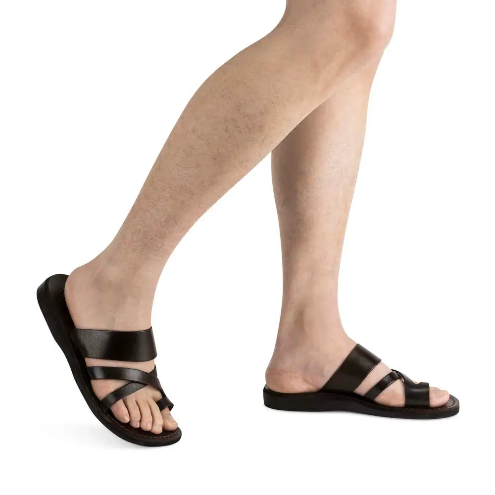 Leather Toe Loop Slide Sandals
