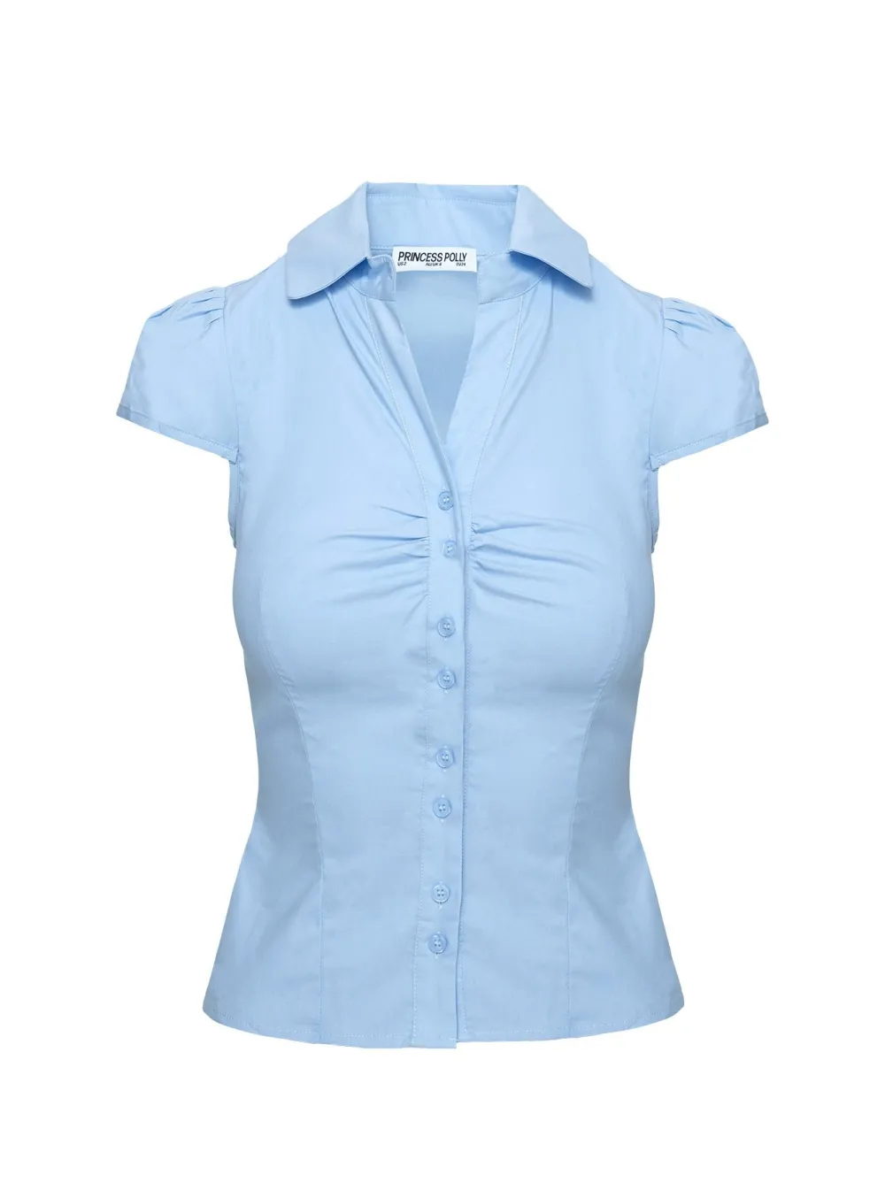 Blue Tie-Back Short Sleeve Shirt