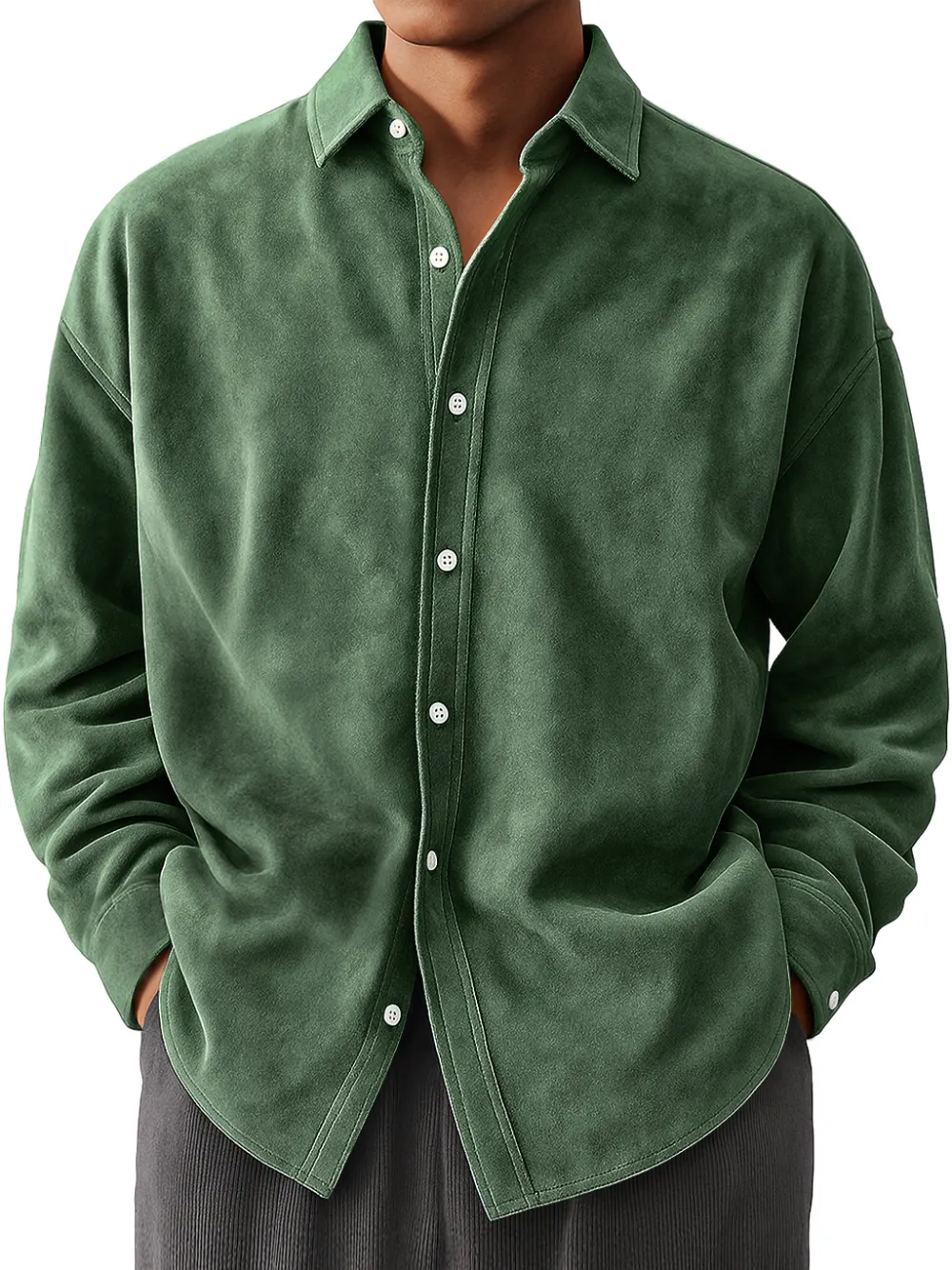 Suede Feel Long Sleeve Shirt