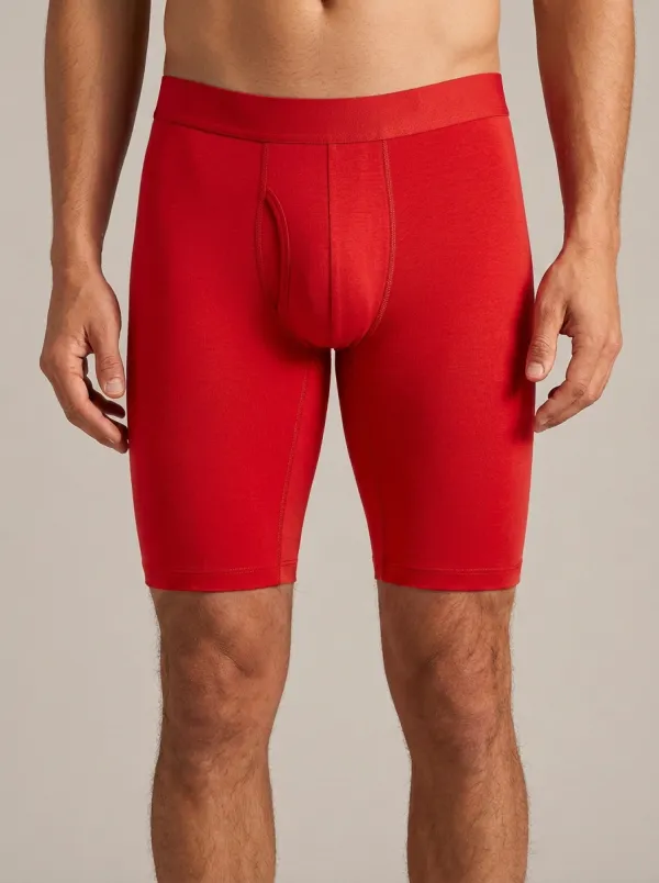 Men's Solid Charcoal Grey Long Leg Boxer Briefs