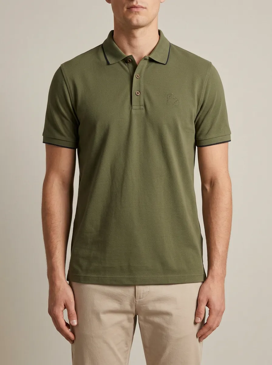 Geometric Embroidered Men's Polo Shirt