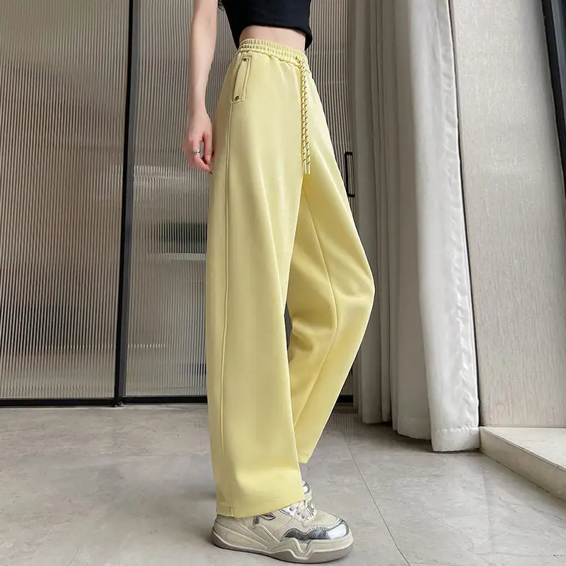 Pleated High Waist Straight Leg Casual Floor Length Pants