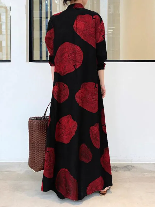 Printed Long Shirt Maxi Dress