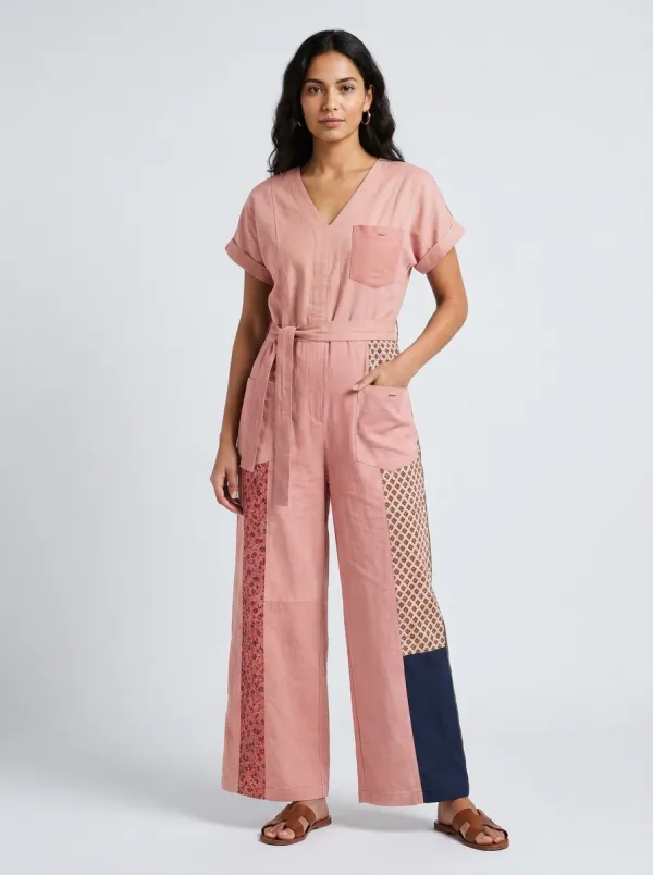 Women's Boho Patchwork Patterned Graphic Jumpsuit