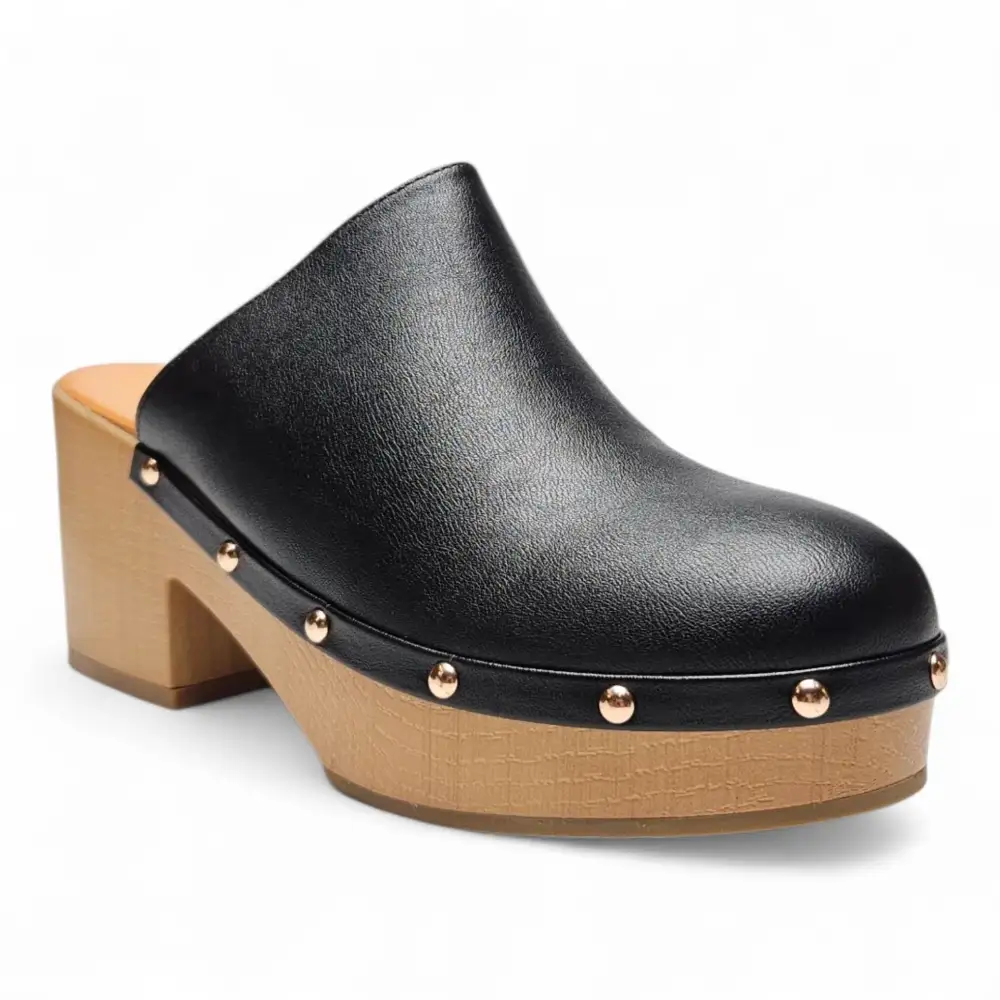 Lumber Wood-bottom Clog Heels