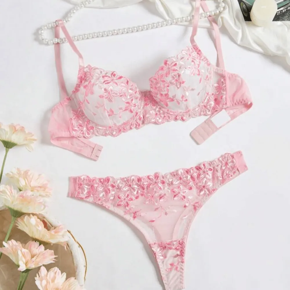 Underwire Floral Bra And Panty Set