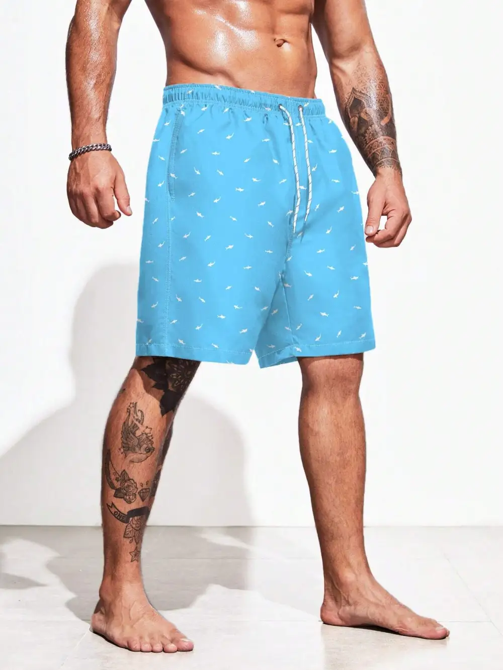 Men's Resort Allover Print Drawstring Swim Trunks