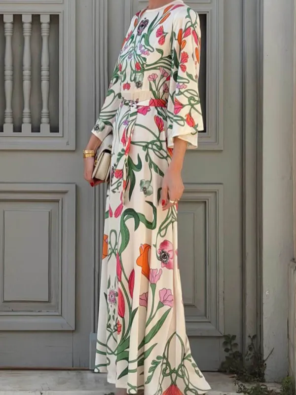 Bohemian Floral Print Maxi Dress