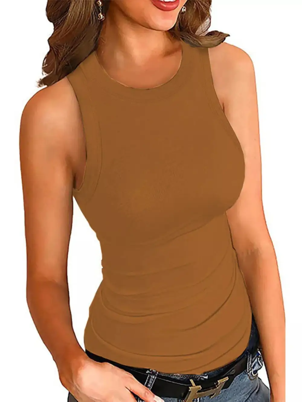 Full Size Ribbed Round Neck Tank Plus