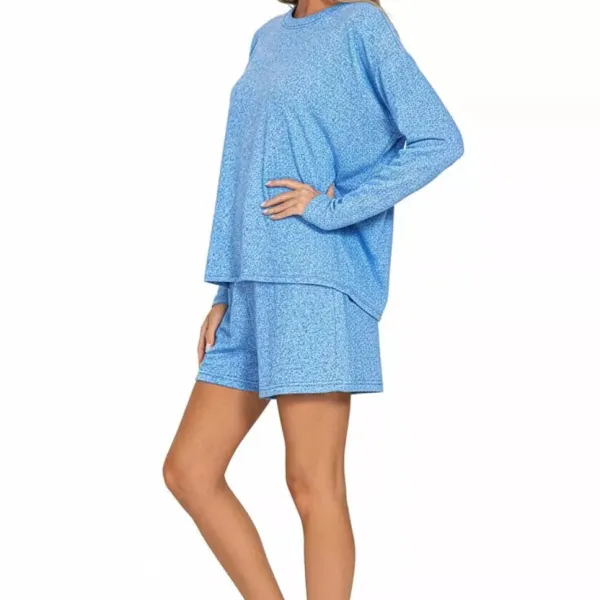 Soft Melange Long Sleeve Tee and Shorts Set