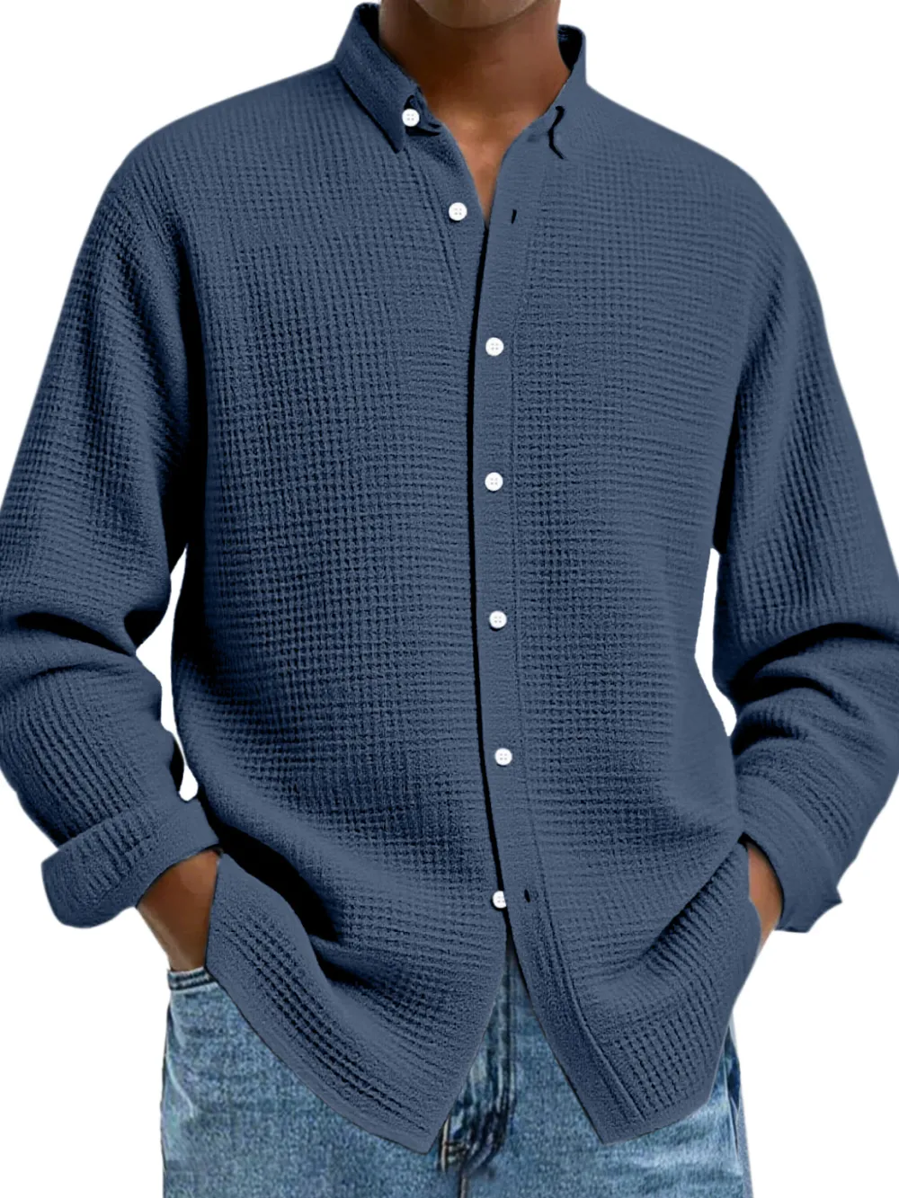 Textured Knit Button Front Shirt