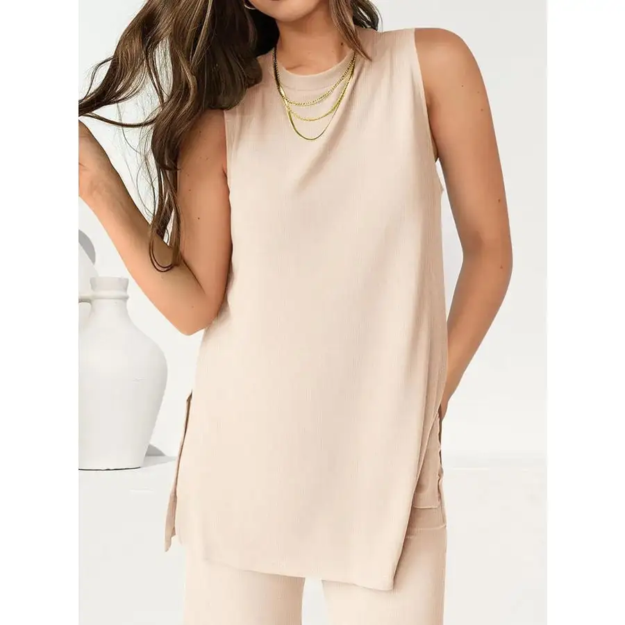 Round Neck Tank and Pants Set