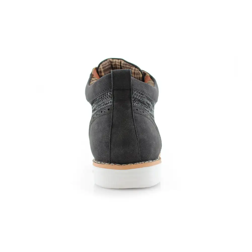 Faux-Suede Suede Faux-Leather Brogue Boots
