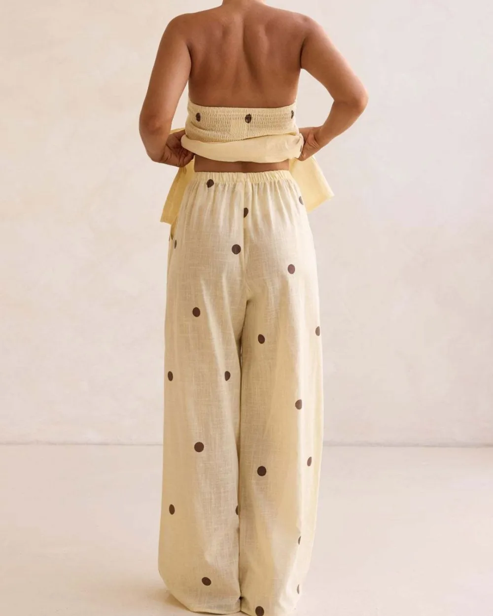Strapless Polka Dot Top and Pants Set