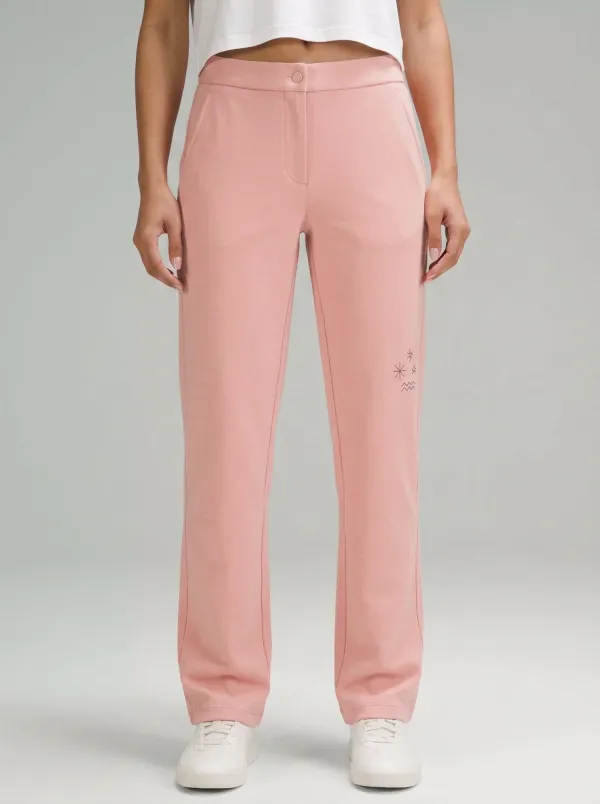 Women's Minimalist Star Graphic Printed Mid-Rise Straight Leg Pants