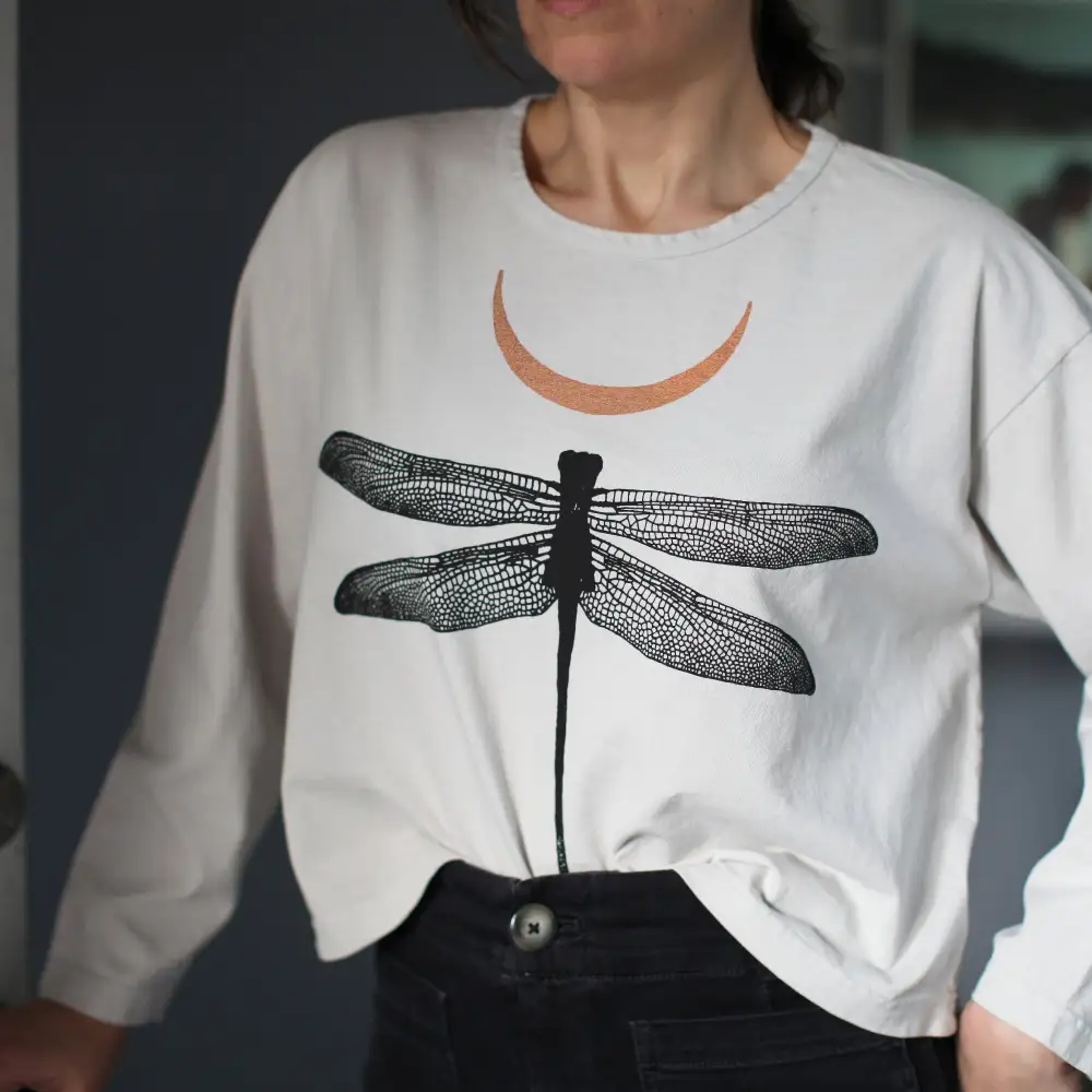 Dragonfly Crescent Long Sleeve Crop Top