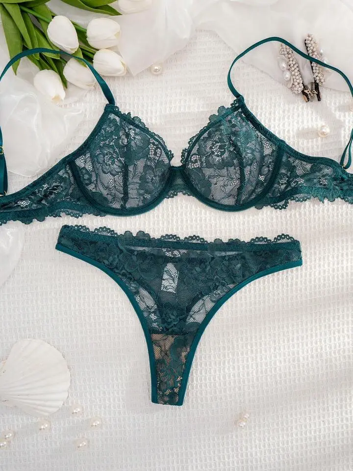 Delicate Lace Sheer Bra And Panty Set