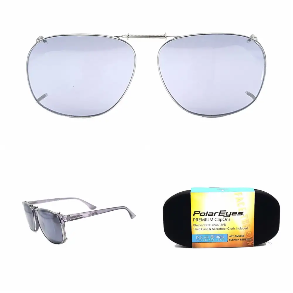 57mm Aviator Polarized Clip-On Sunglasses