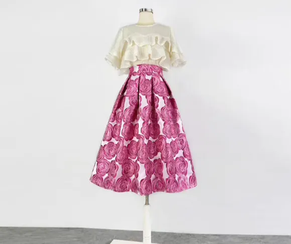 Soft Light Everyday Casual Embroidered Skirt