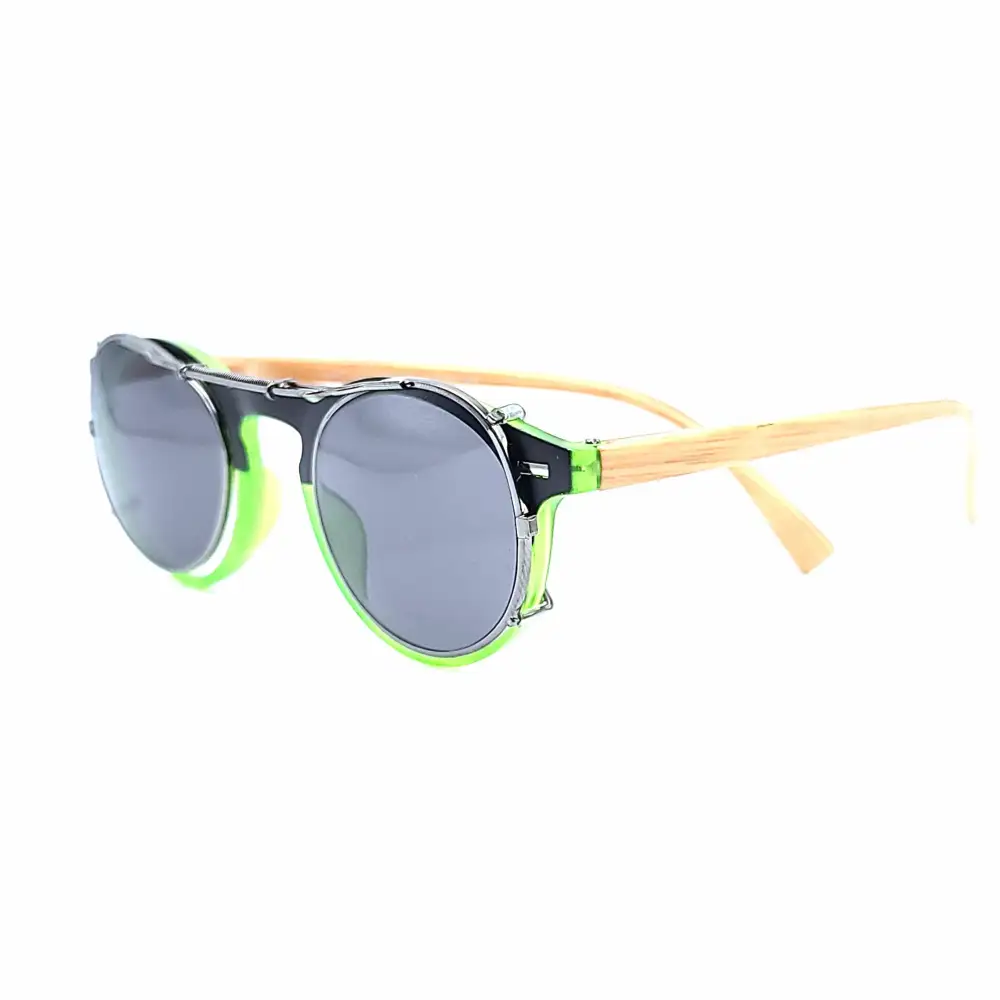 44mm Round Mirrored Clip-On Sunglasses