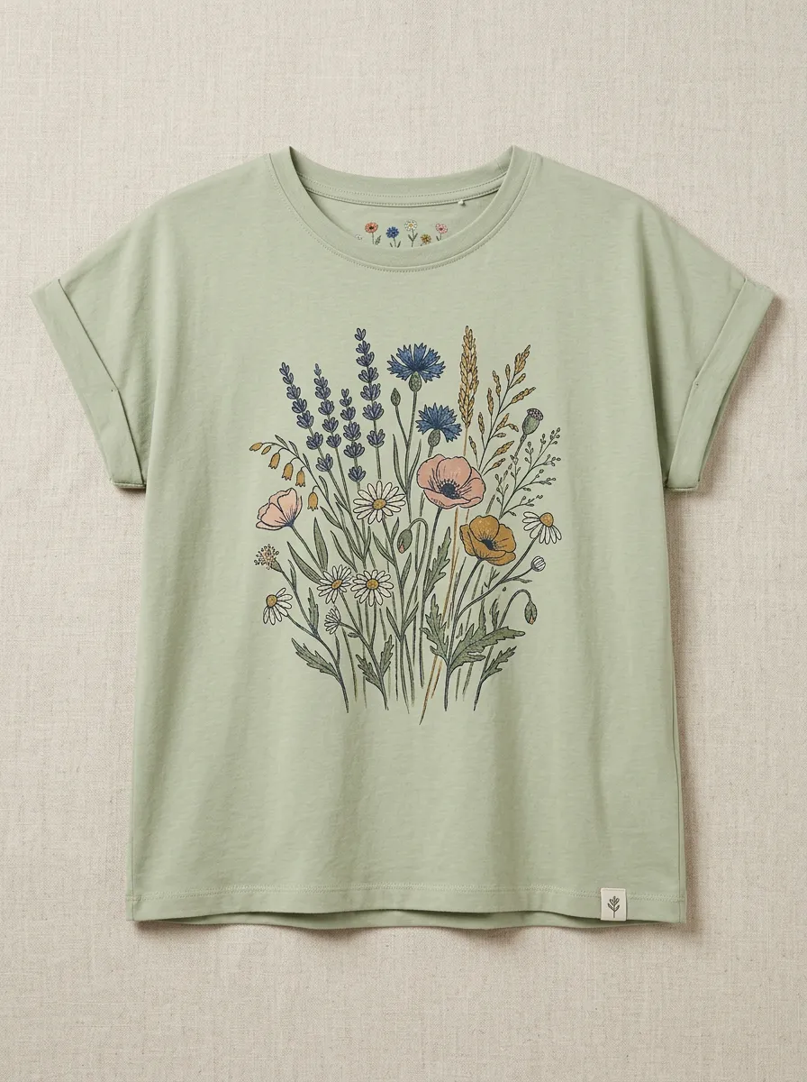 Women's Floral Graphic Crewneck T-Shirt Crewneck