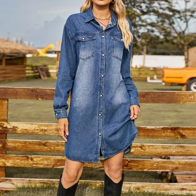 Denim Loose Casual Long Sleeve Dress