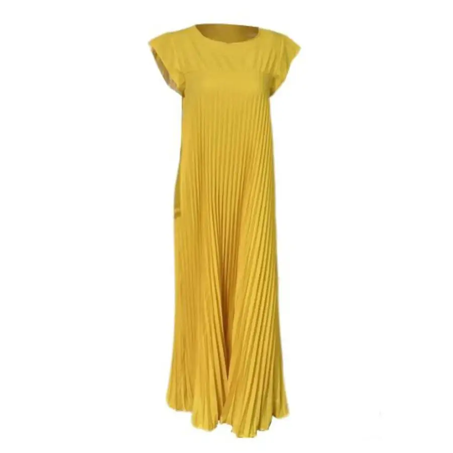 Classic Full Size Pleated Round Neck Maxi Dress Plus Size