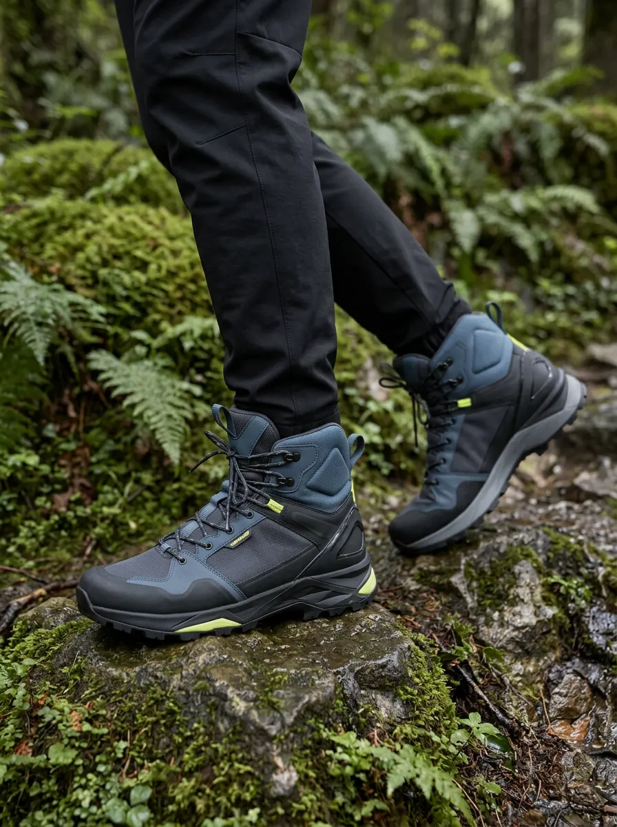 Men's Hiking Lover Blue Black Neon Printed Boots