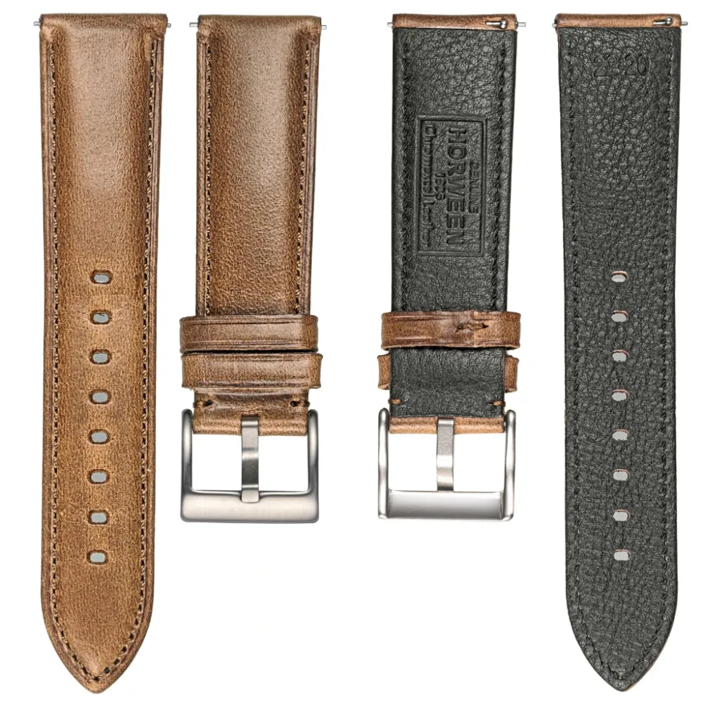 Vintage Leather Watch Strap Silver Pin Buckle Watch Accessories