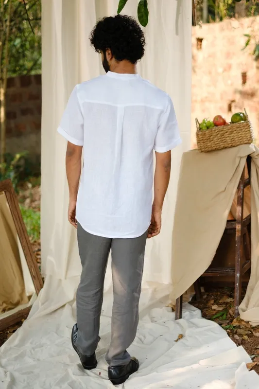 Gray Linen Pintuck Trousers
