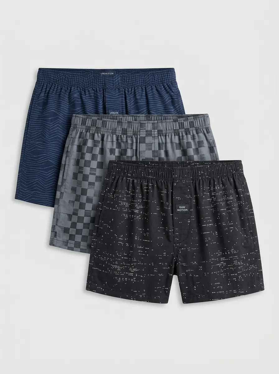 Patterned Checkered Geometric Boxer Set