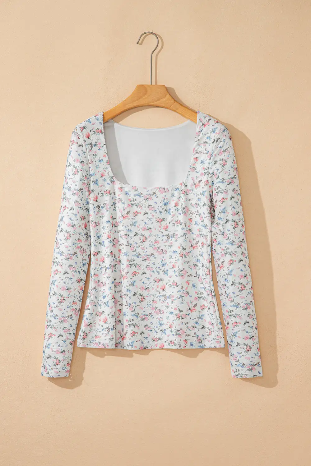 Floral Print Textured Long Sleeve Women's Top