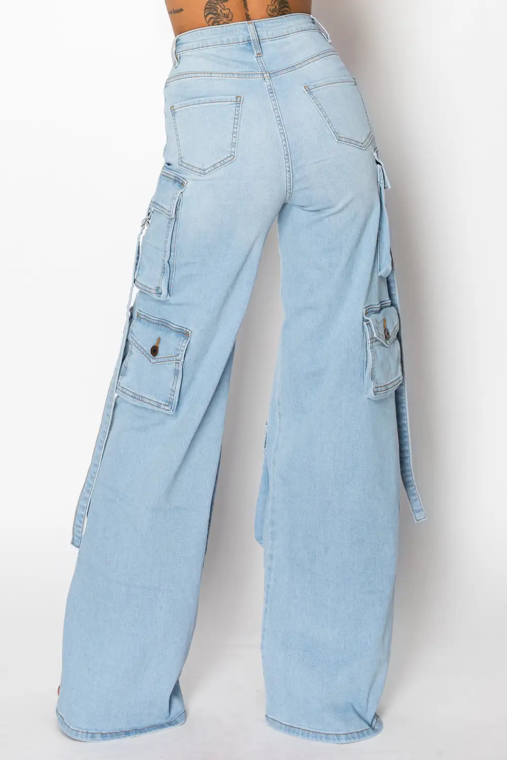 High-Rise Straight-Leg Cargo Jeans