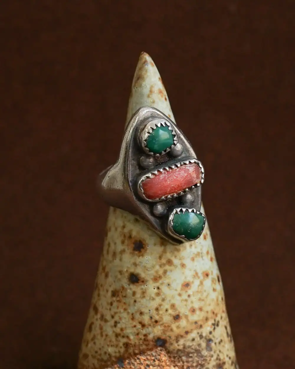 Native Ring with Jade & Coral