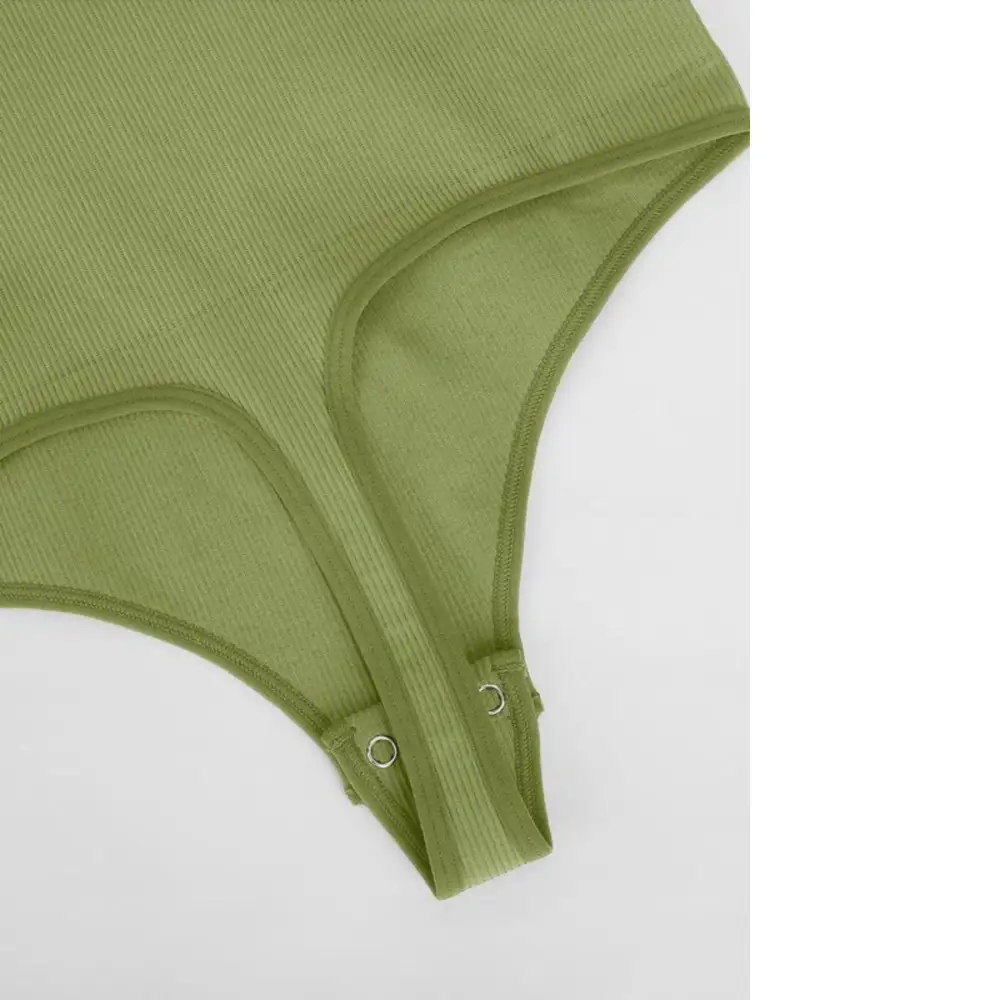 Ribbed Cutout Long Sleeve Thong Bodysuit