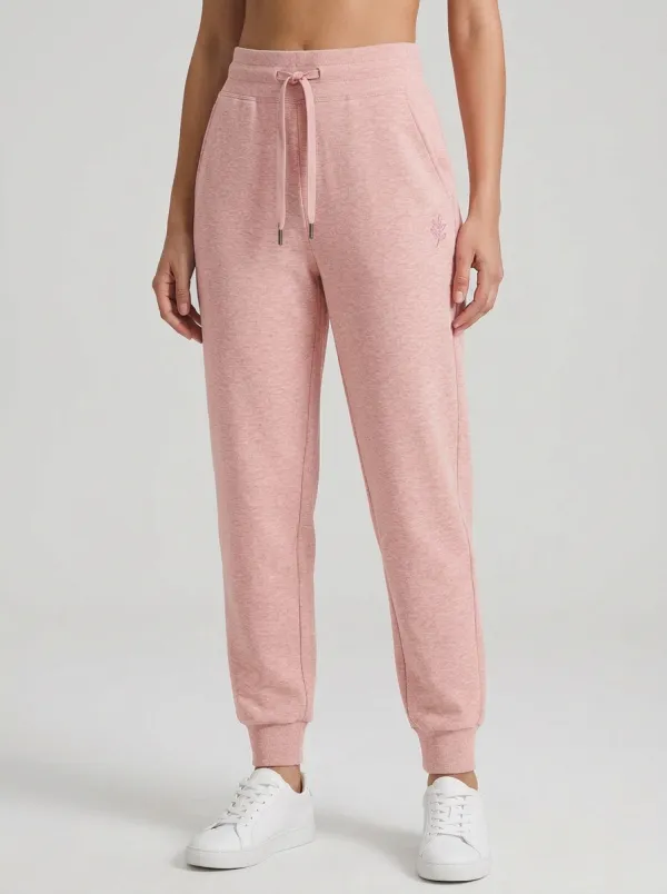 Women's Minimalist Leaf Logo Grey Printed Joggers