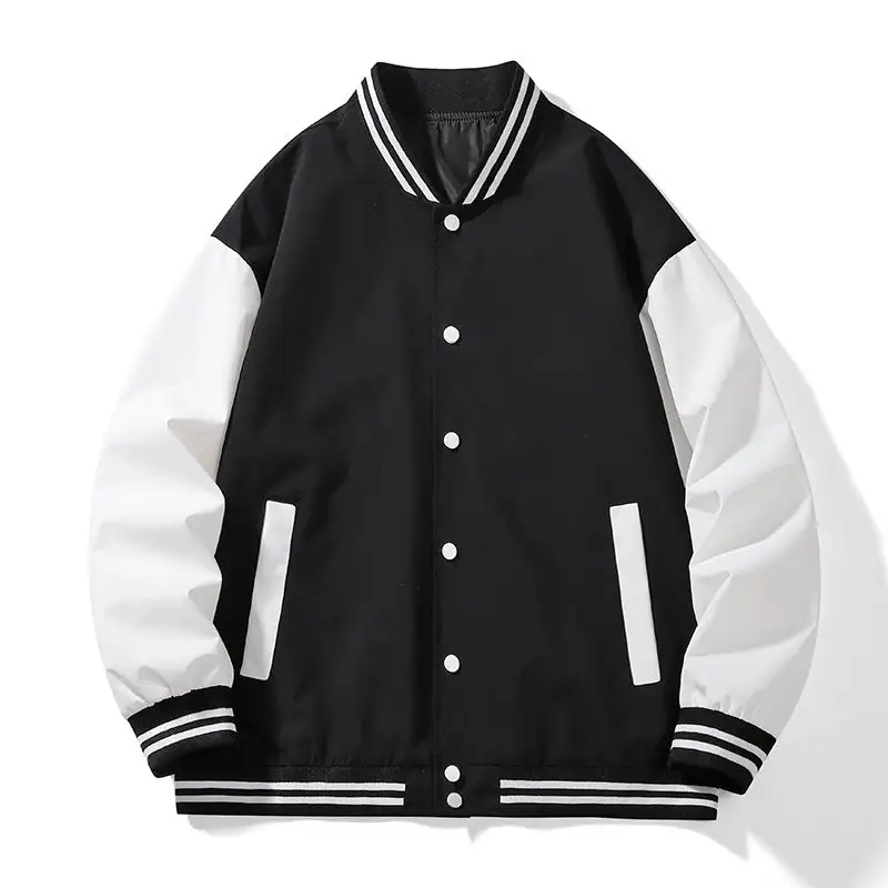 Everyday Varsity Snap Front Ribbed Trim Bomber Jacket