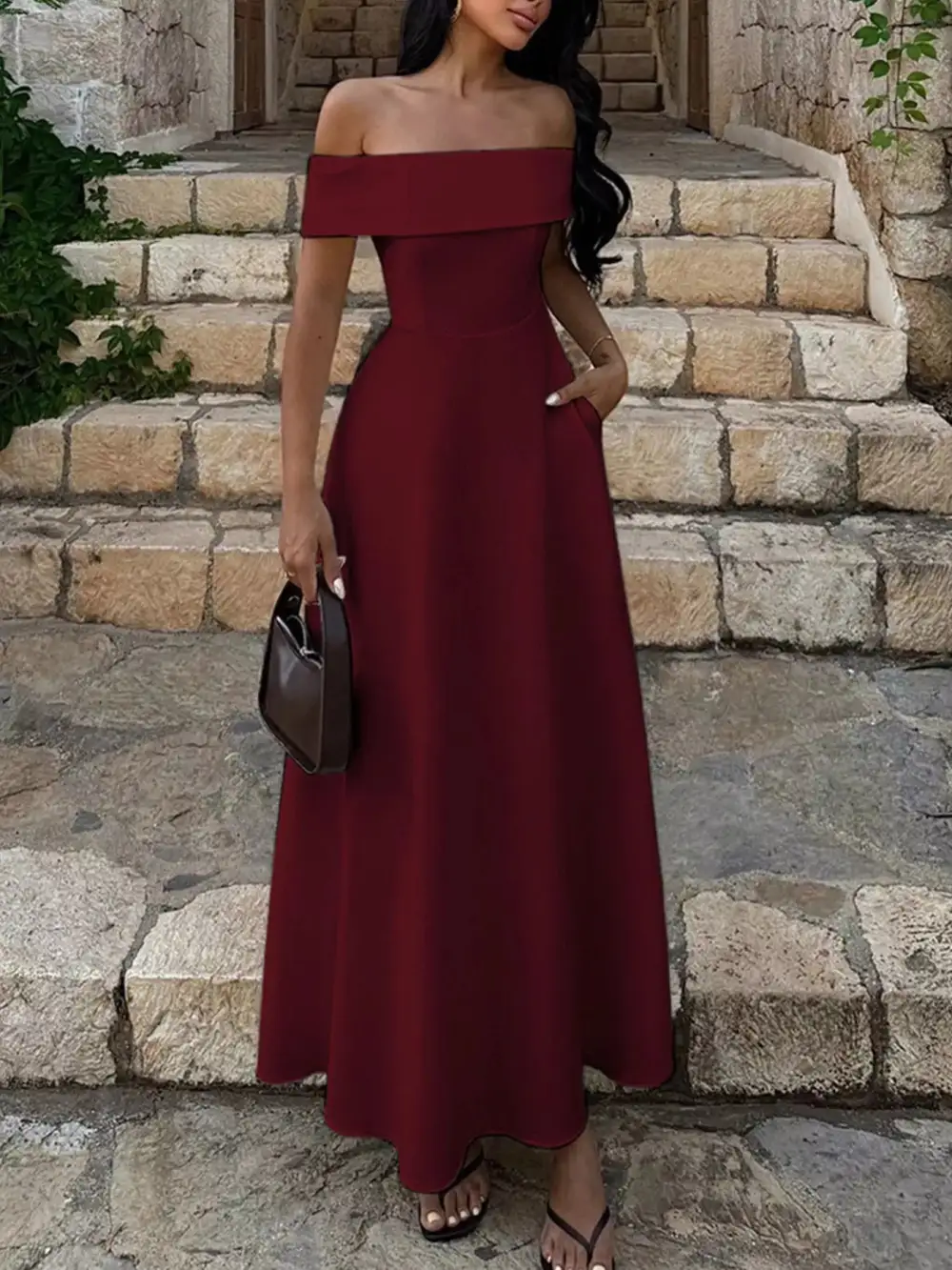 Structured Shape Off Maxi Dress