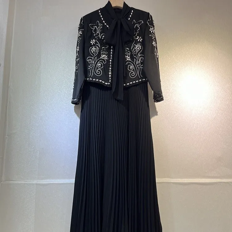 Distinctive Embroidered Jacket Skirt Set