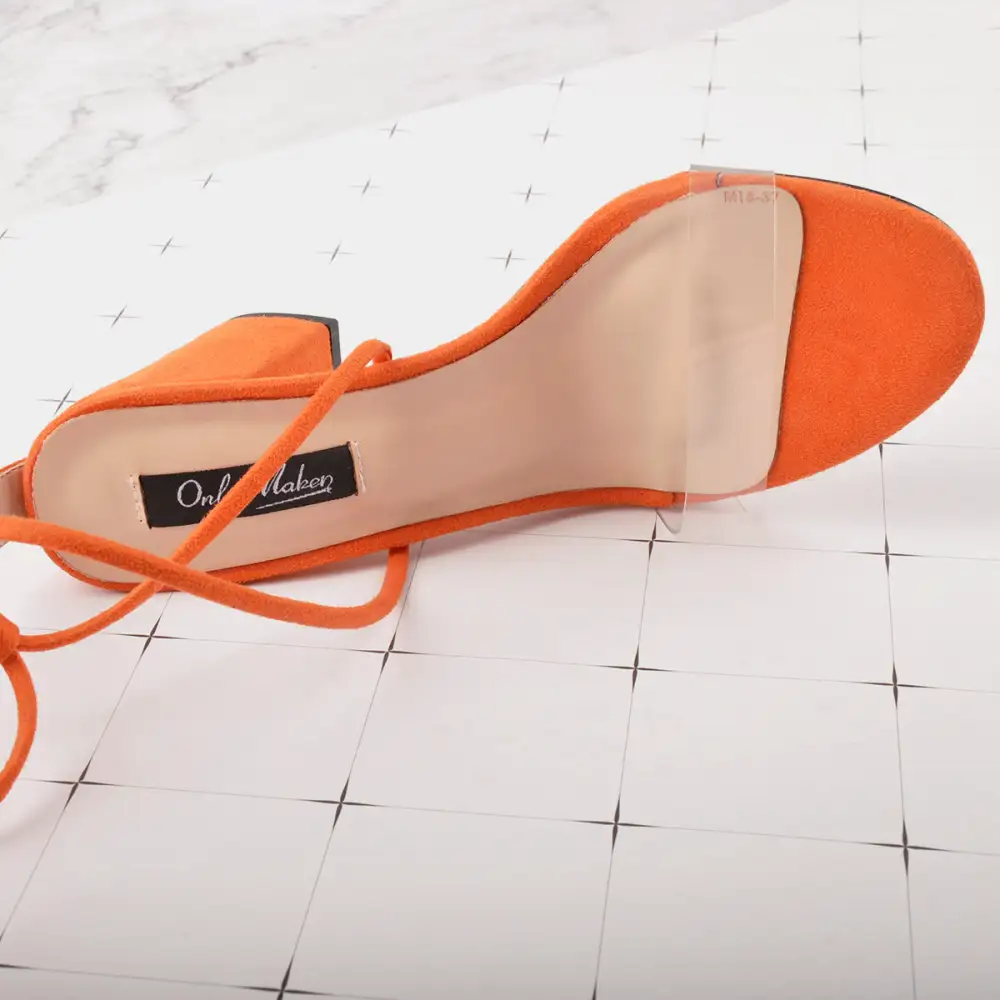Chunky High Heel Lace Up Sandals
