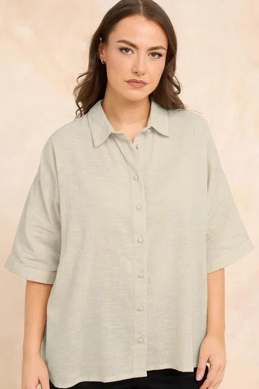 Natural Brown Short Sleeve Cotton Shirt