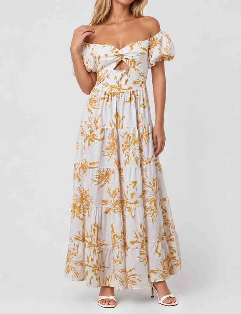 Bubble Short Sleeves Maxi Dress