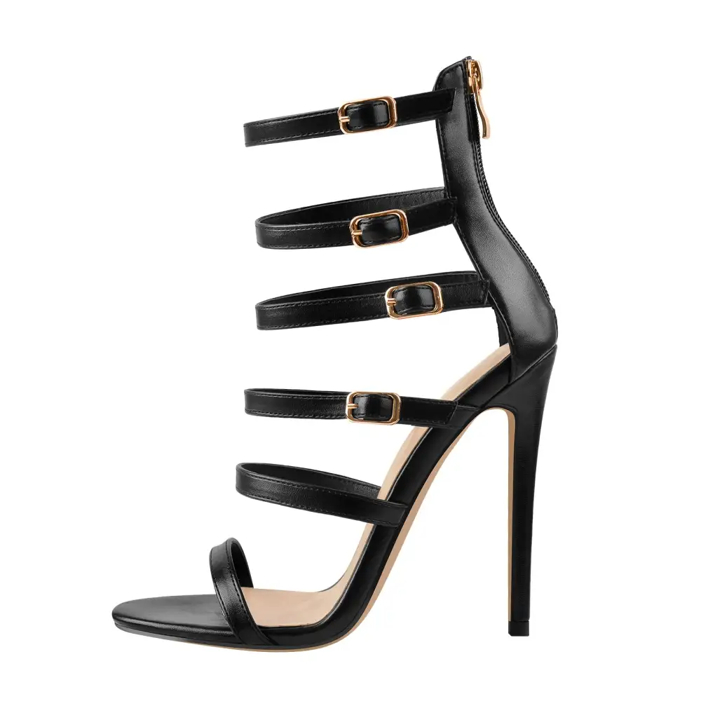 Gladiator Open Toe Zip Stiletto Sandals