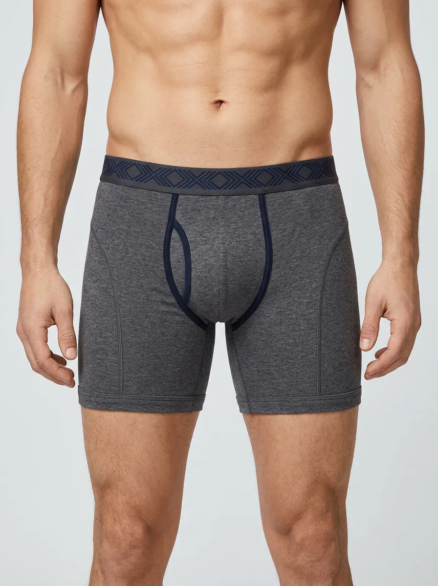 Casual Geometric Athletic Waistband-Detail Comfort Look Men's Boxer Briefs