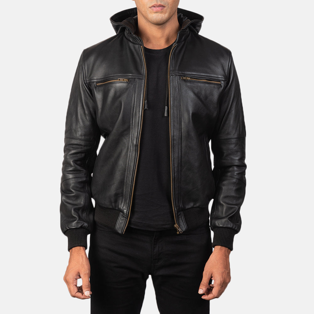 Men's Utility Bomber Leather Jacket