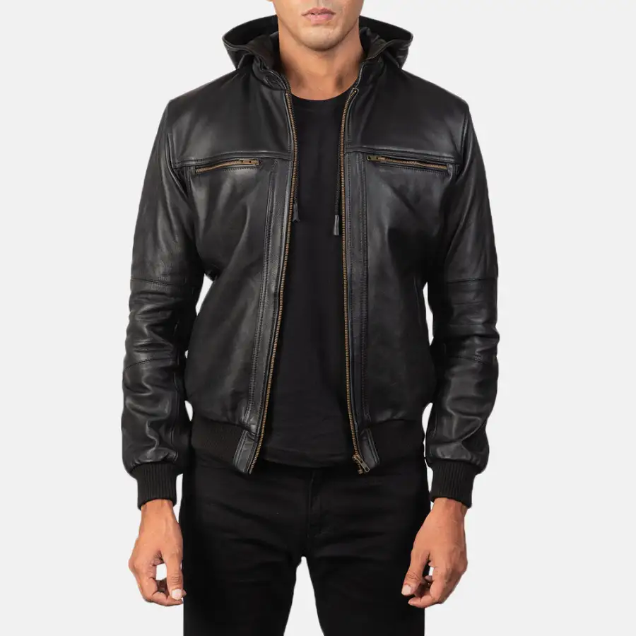 Men's Utility Bomber Leather Jacket
