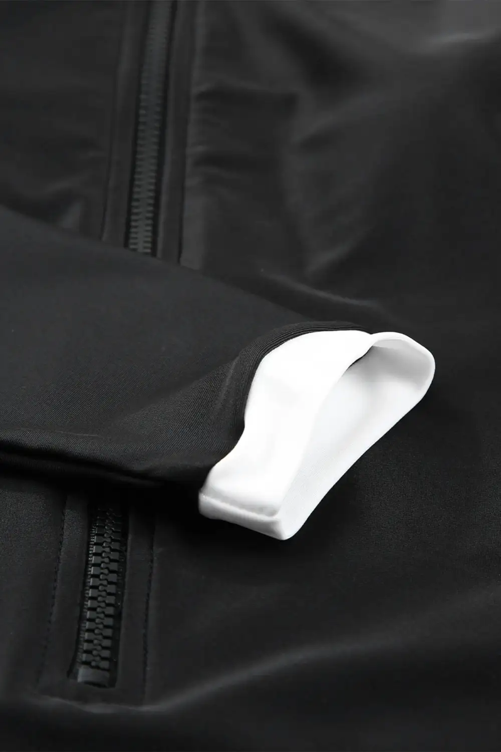 Swimwear Colorblock Trim Zip Front Long Sleeve Rash Guard Swimsuit